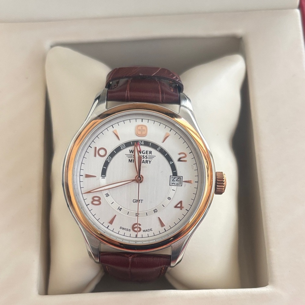Wenger Swiss Military GMT Watch - Silver and Brown - Picture 2 of 5